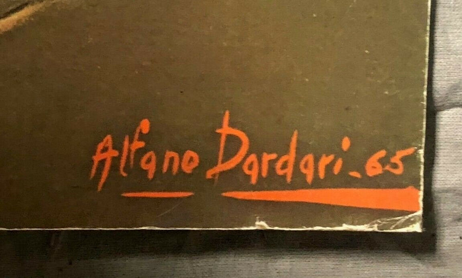 Vintage MCM Alfano Dardari Apricots on Shelf Lithograph on Card Textured