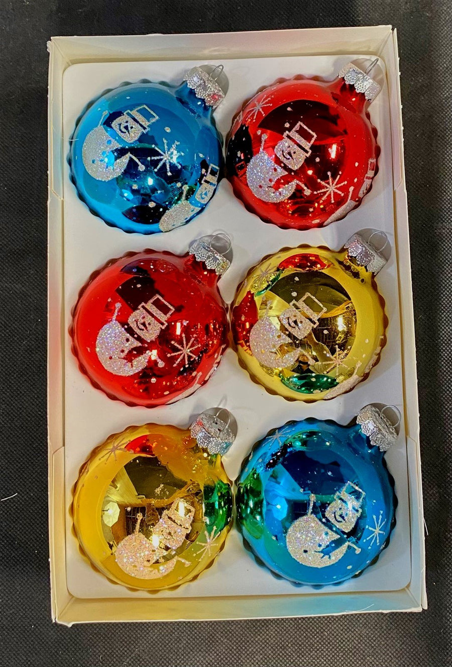 Holiday Living Vintage Glass Snowman Ornament Set of 6 Bulbs