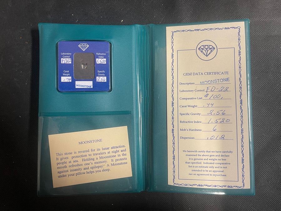 Vintage 0.44 Carat Weight Moonstone Gemstone in Case