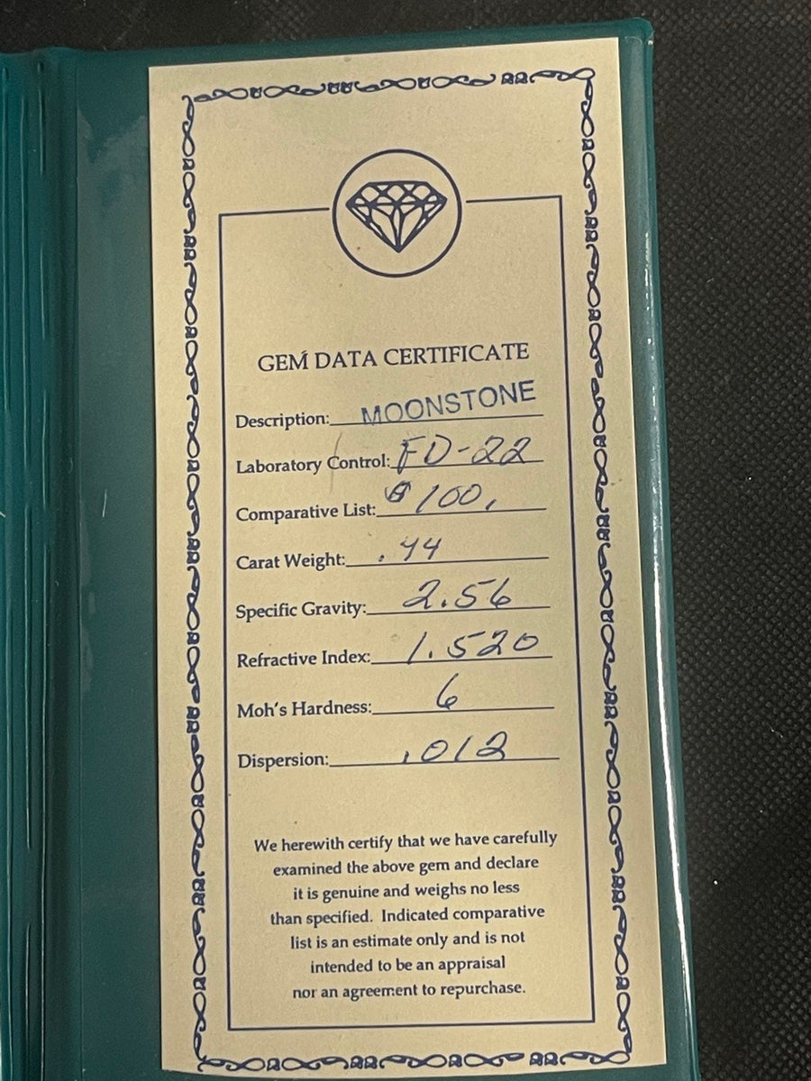 Vintage 0.44 Carat Weight Moonstone Gemstone in Case