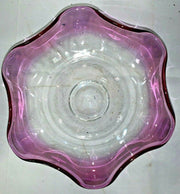 Vintage Mid Century Modern Purple Amethyst Ombre Clear Glass Ruffled Bowl