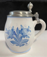 Vintage Handgemalt Rastal Stein Pewter Blue Floral Design