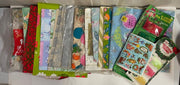 Vintage Christmas Holiday Wrapping Paper Square Sheets w/ Labels Stickers