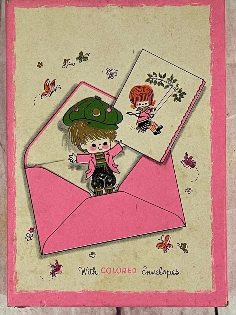 Vintage Coronation Collection Doll Themed Notecards w/ Pink Envelopes