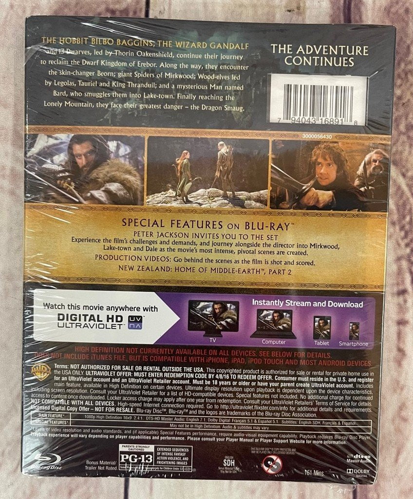 The Hobbit: Desolation of Smaug Blu-ray DVD Movie Disc