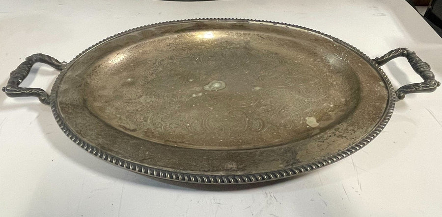 F.B. Rogers Silver Plated Serving Platter Decorative Tray With Handles