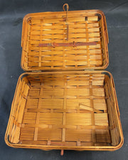 Vintage MCM Japan Rattan Wicker Sewing Basket w/ Loop Style Latch