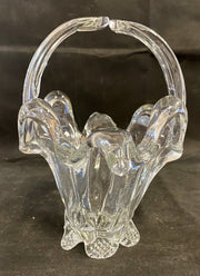 Clear Art Glass MCM Mid Century Throw Basket Candy Dish