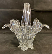 Clear Art Glass MCM Mid Century Throw Basket Candy Dish