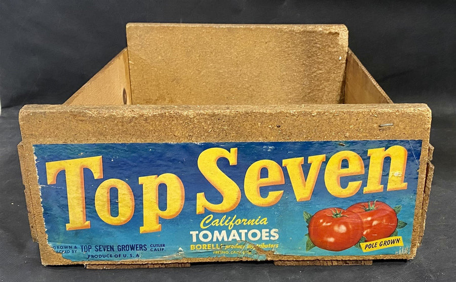 Vintage Top Seven Tomatoes Wooden Crate