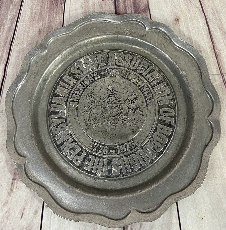 Rare Vintage Pennsylvania State Association of Boroughs American Bicentennial Pewter Commemorative Plate