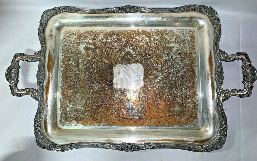 Antique W.M. Rogers Silver-plate Serving Set - Tray Sugar Creamer Coffee Tea Pot