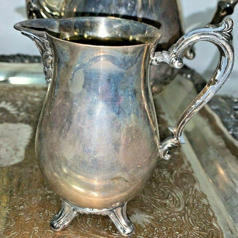 Antique W.M. Rogers Silver-plate Serving Set - Tray Sugar Creamer Coffee Tea Pot