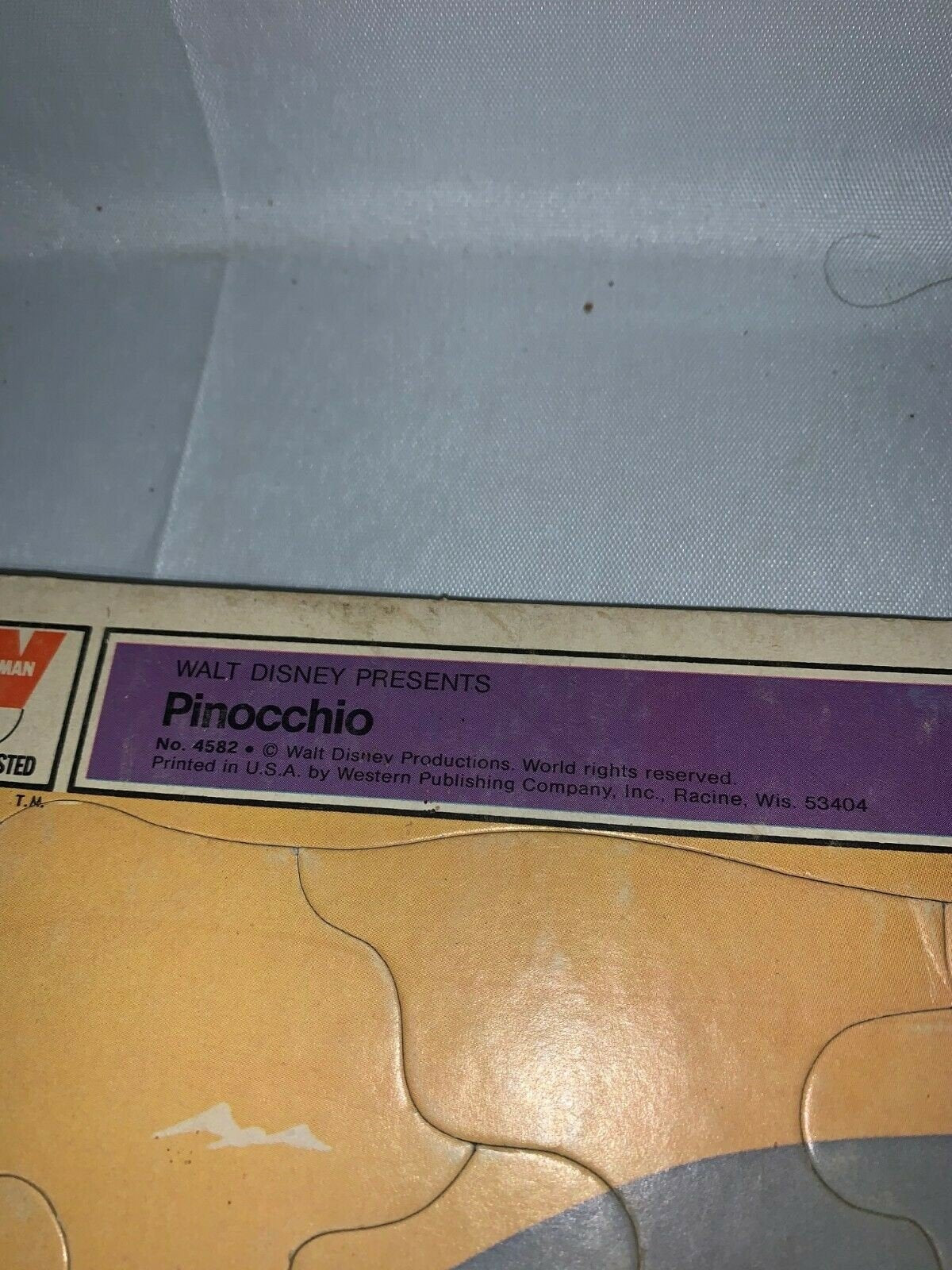 Vintage Walt Disney Pinocchio Inlay Frame Tray Picture Puzzle