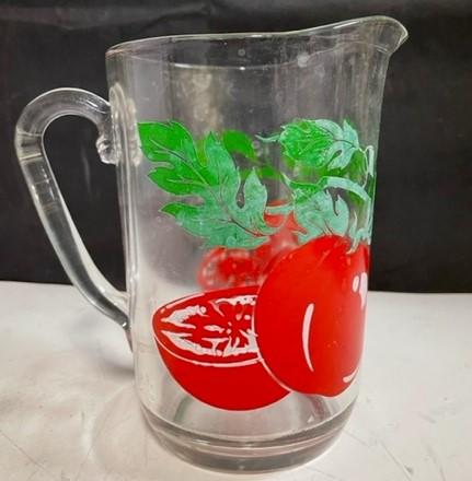 Vintage Mid Century Clear Glass Tomato Juice Water Pitcher