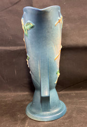 Vintage Roseville USA Snowberry Pottery Blue Floral Vase