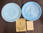 2 Blue Fenton Christmas in America Series Decorative Plates Years 1970 and 1974