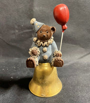 Vintage Brass Collectible Birthday Teddy Bear Balloon Bell