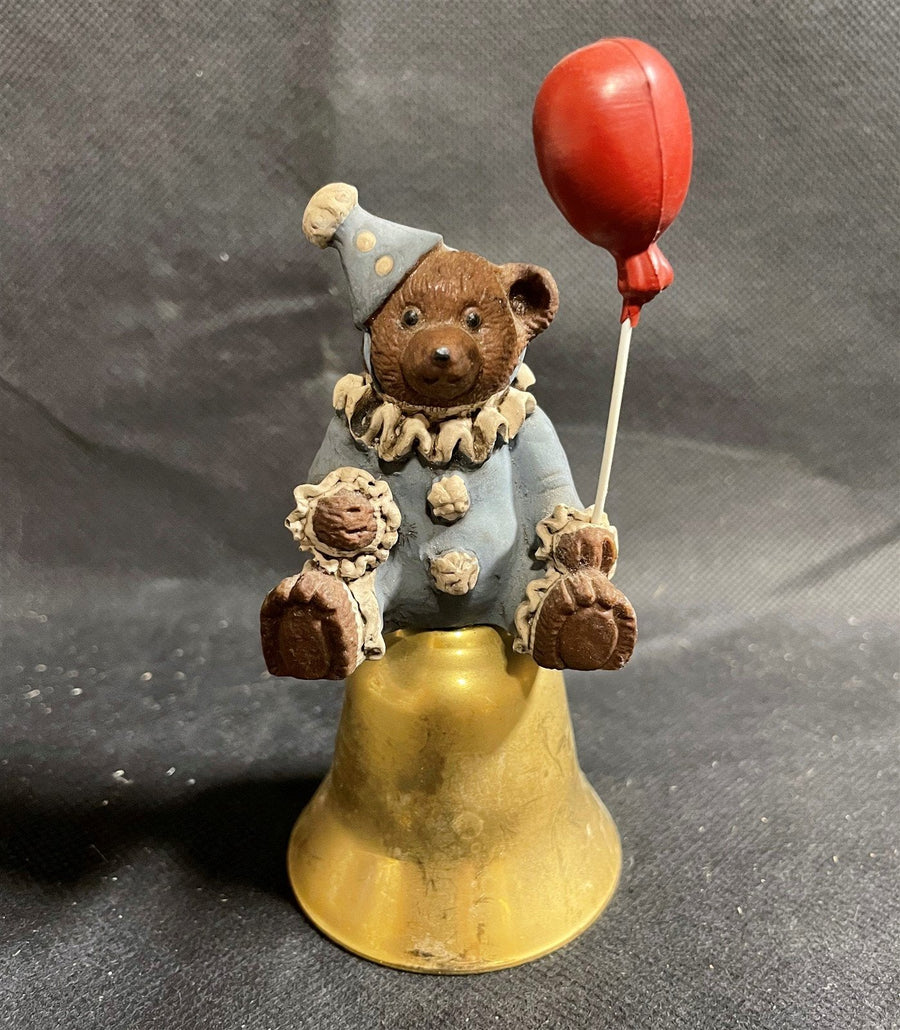 Vintage Brass Collectible Birthday Teddy Bear Balloon Bell