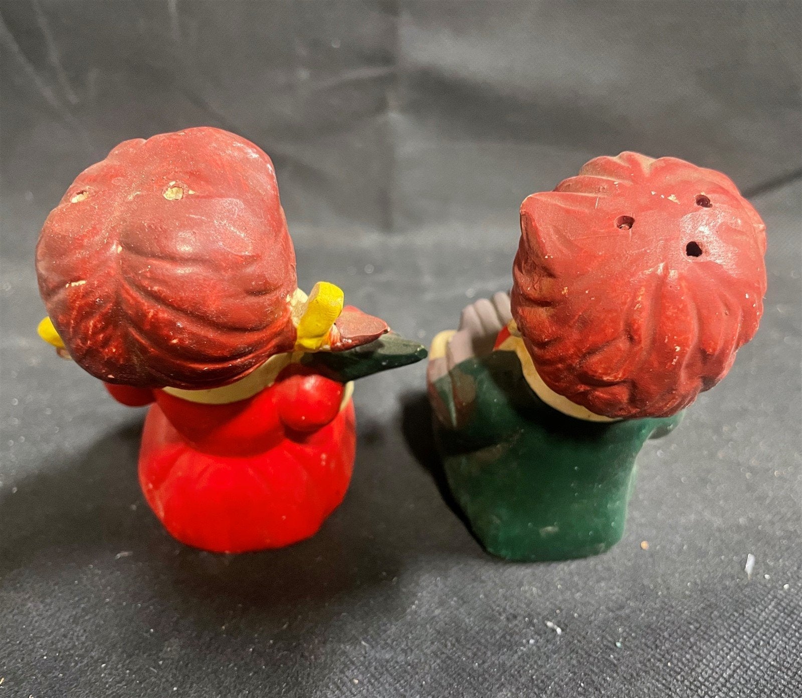 Ceramic Boy Girl Vintage Salt Pepper Shelf Sitters Japan