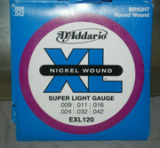 Daddario Exl 120 Xl Super Lite Nickel Wound Electric Guitar Strings