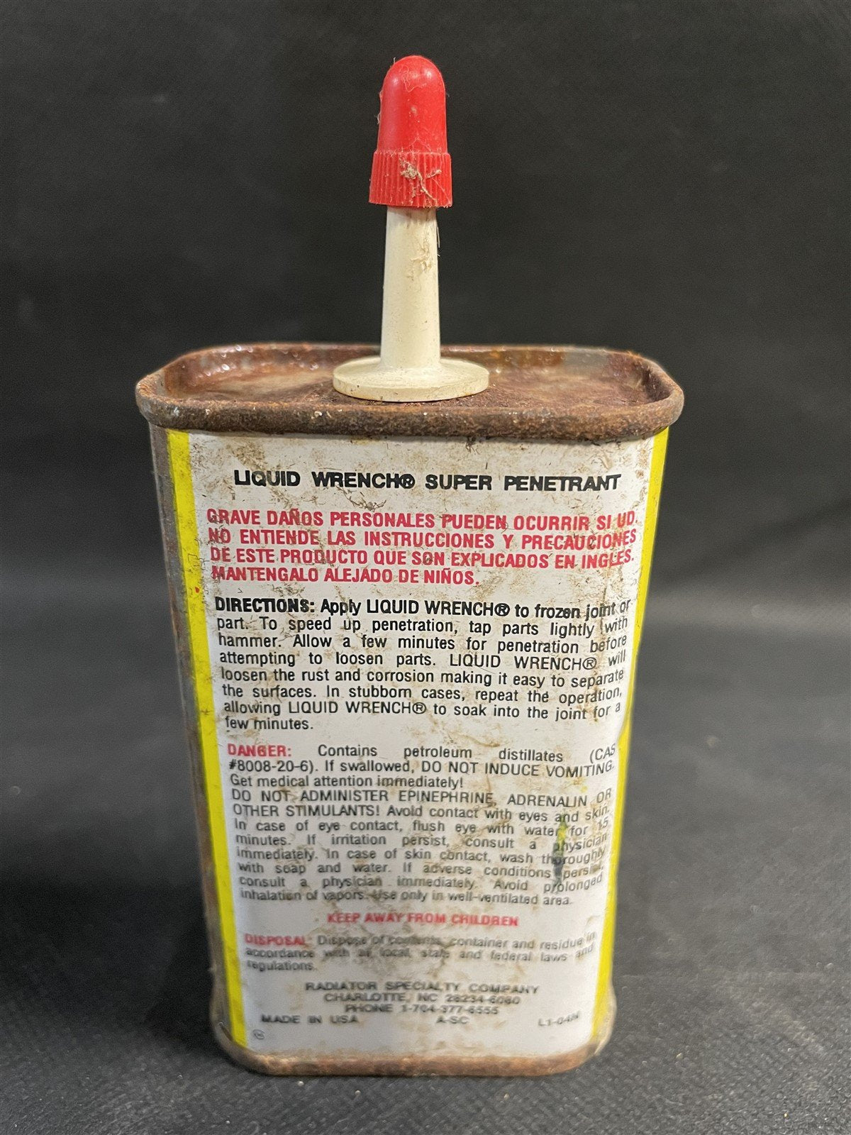 Antique Liquid Wrench Super Penetrant Collectible Tin Can-Solder Seal