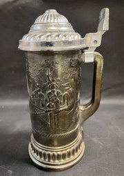 Vintage Authentic Pewter Heavy Lidded Beer Stein Germany