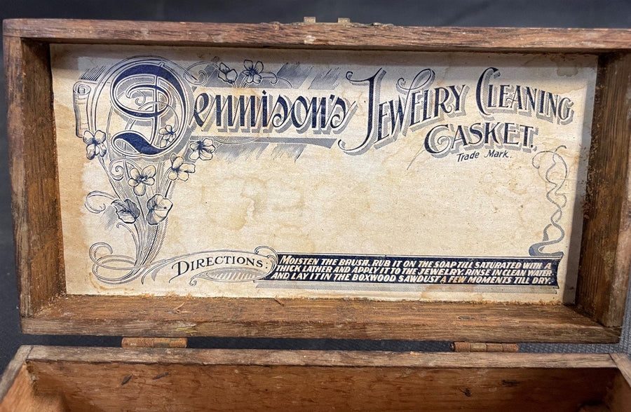 Antique Dennison's Jewelry Cleaning Casket Empty Wooden Storage Box