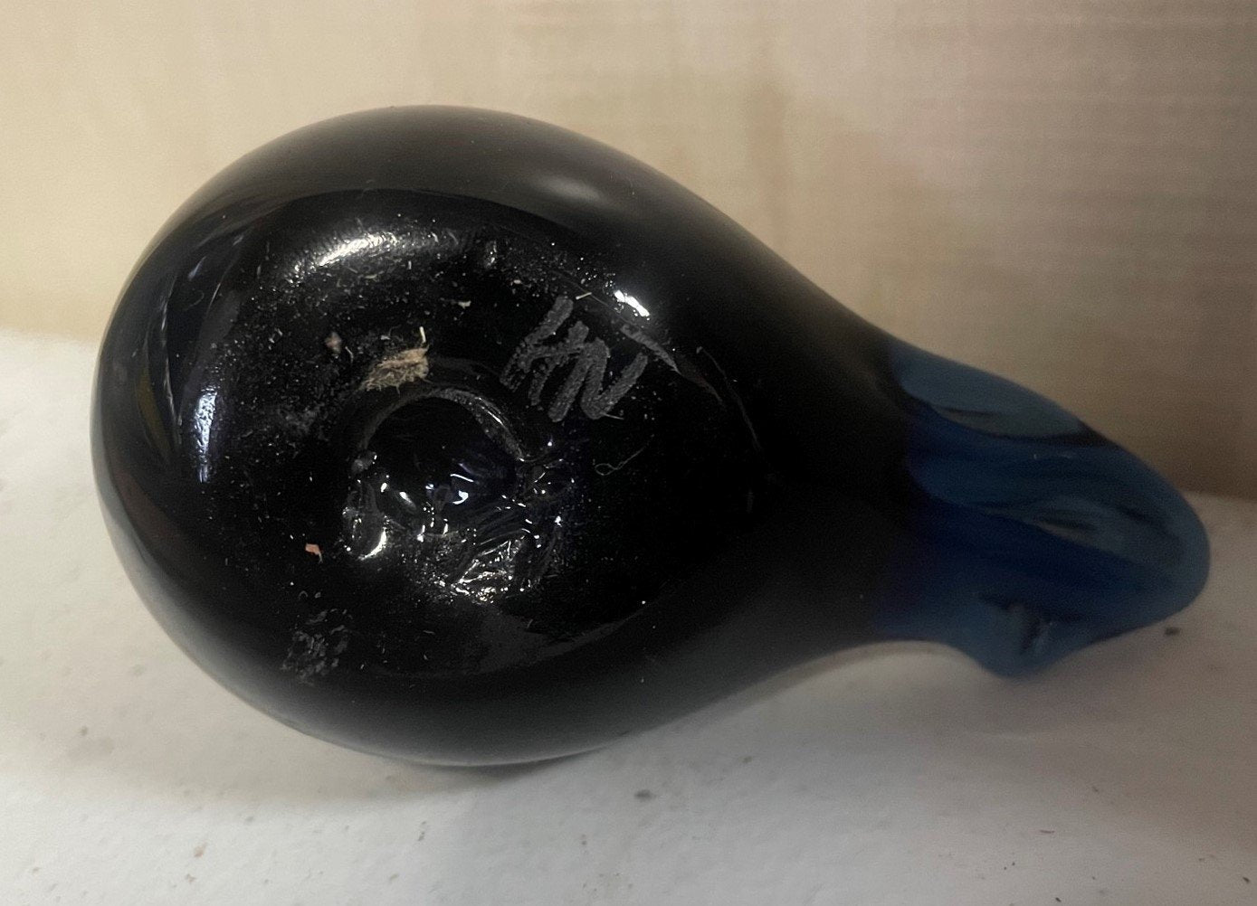 Vintage Blown Art Glass Black Bluebird Figurine Tabletop Paperweight