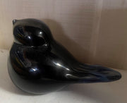 Vintage Blown Art Glass Black Bluebird Figurine Tabletop Paperweight