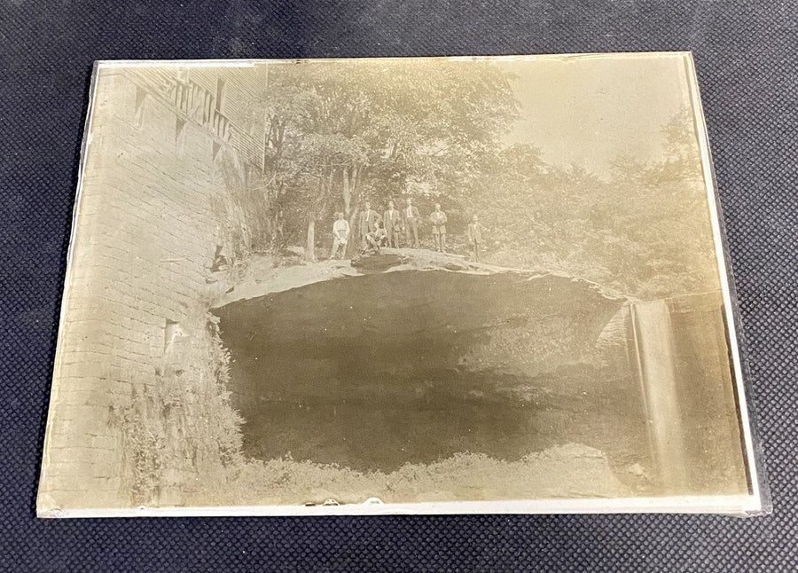 RARE Photo on Glass of Mill Creek Park's (Youngtown Ohio) Lanterman's Mill (OH)