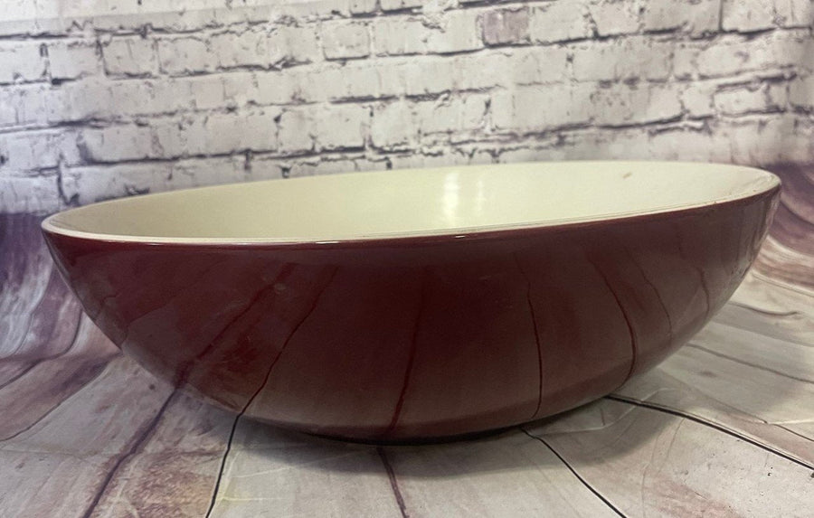 Vintage Mid Century Hall China 1284 Large Brown 16 inch Serving Bowl
