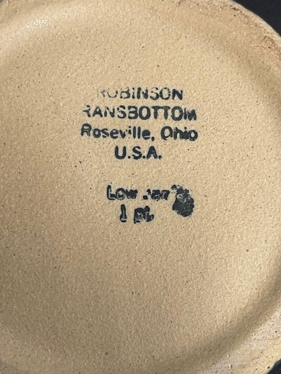 Vintage Robinson Ransbottom Roseville Pottery Blue Spongeware 1 pt Low Jar Ohio