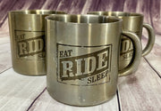 3 Stainless Steel Marlboro Eat Sleep Ride Motorcycle Coffee Mugs