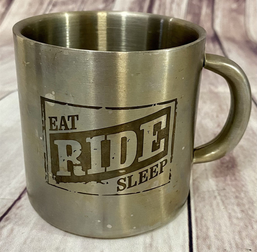 3 Stainless Steel Marlboro Eat Sleep Ride Motorcycle Coffee Mugs