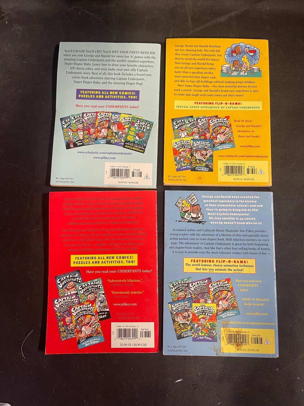 Captain Underpants and Super Diaper Baby Lot of 4 Books