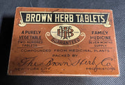 Antique Brown Herb Tablets Family Medicine Tin Metal Container