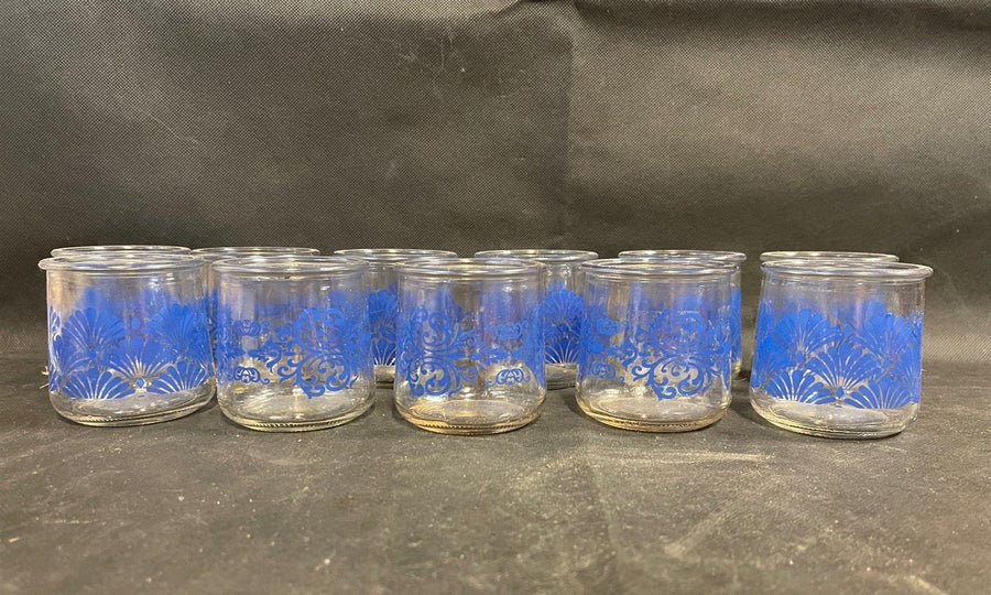 Vintage 11 3 inch Single Serve Blue Damask Jam Jelly Jars