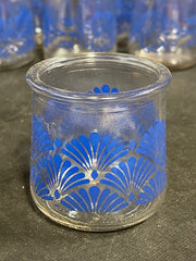 Vintage 11 3 inch Single Serve Blue Damask Jam Jelly Jars