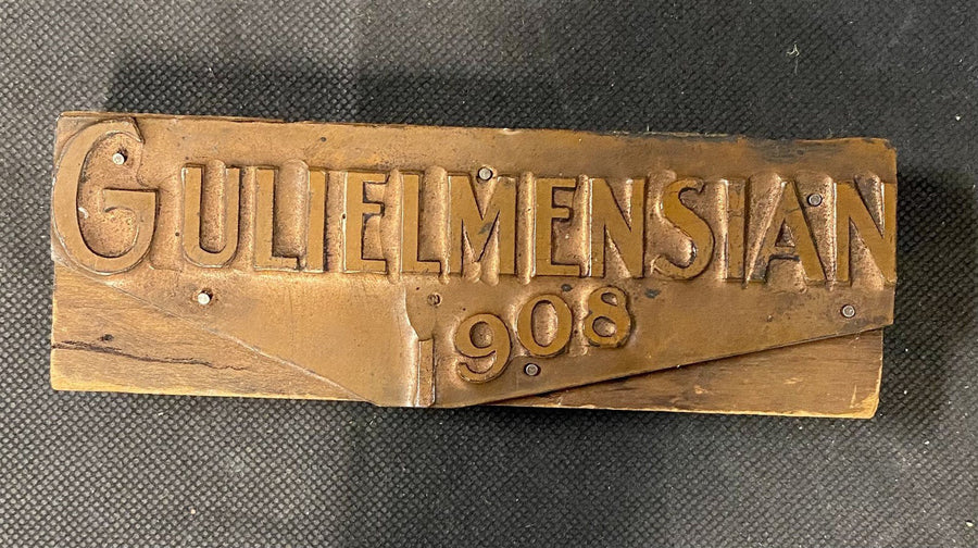 Antique Copper Embossing Stamp Gulielmensian 1908 (Williams College Yearbook)