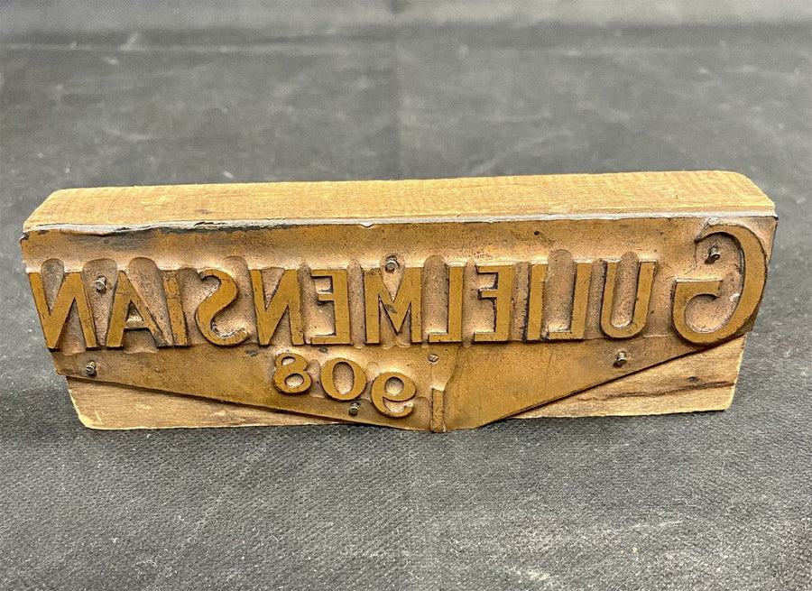 Antique Copper Embossing Stamp Gulielmensian 1908 (Williams College Yearbook)
