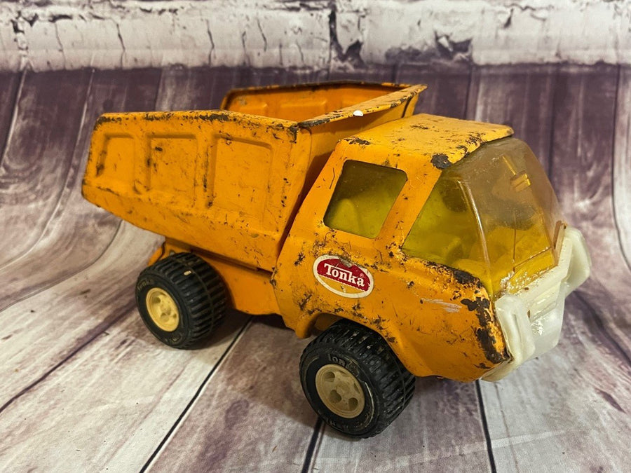 Vintage Small Yellow Pressed Metal Tonka Dump Truck