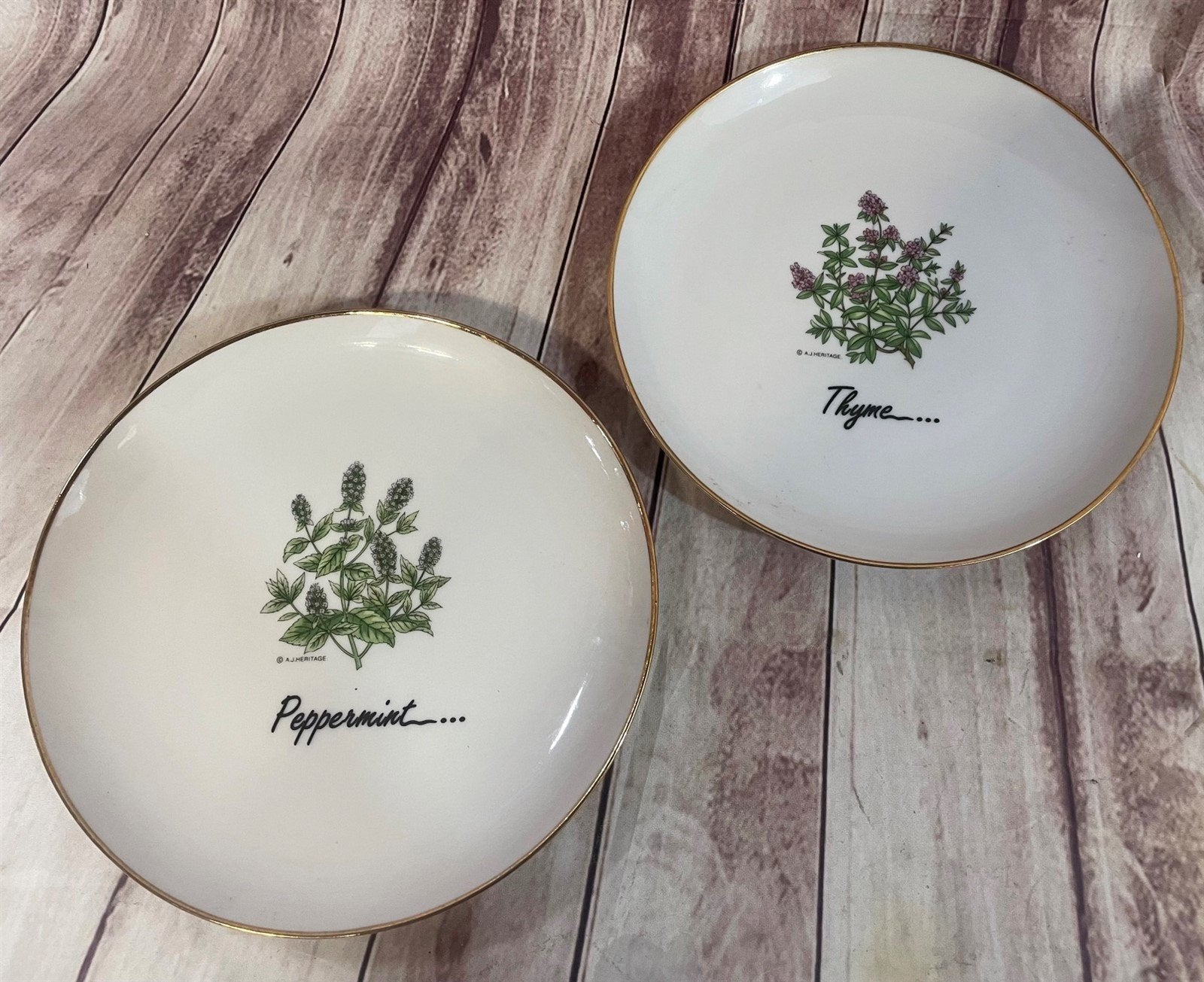 Vintage Ceramic Peppermint and Thyme AJ Heritage Decorative Plates