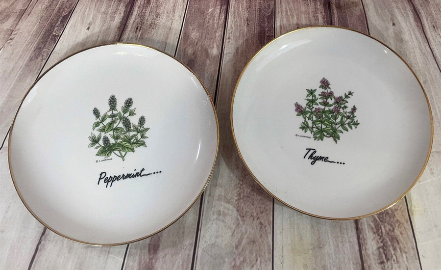 Vintage Ceramic Peppermint and Thyme AJ Heritage Decorative Plates