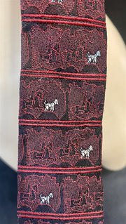 1940s-50s Era Vintage Black and Red with White Dogs Print Necktie