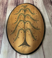 Primitive Farmhouse Hand Painted Dehoff Tree Painting on Wooden Plaque