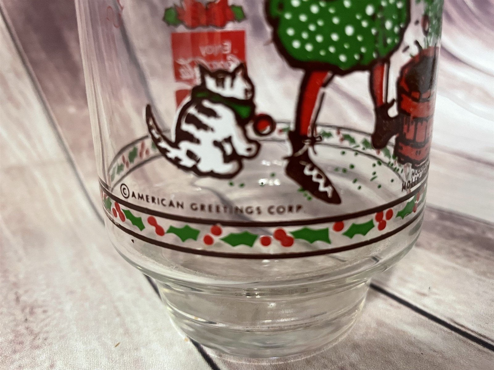 Vintage Holly Hobbie Christmas Glass 16oz Tumbler 1977 Coca-Cola