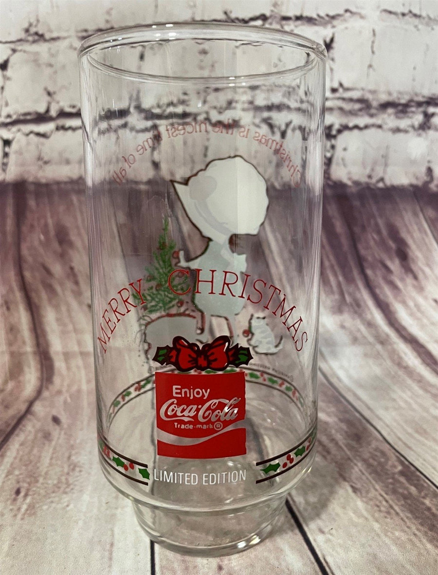 Vintage Holly Hobbie Christmas Glass 16oz Tumbler 1977 Coca-Cola