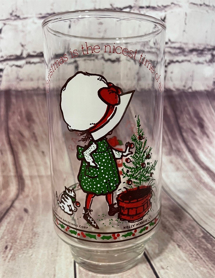 Vintage Holly Hobbie Christmas Glass 16oz Tumbler 1977 Coca-Cola