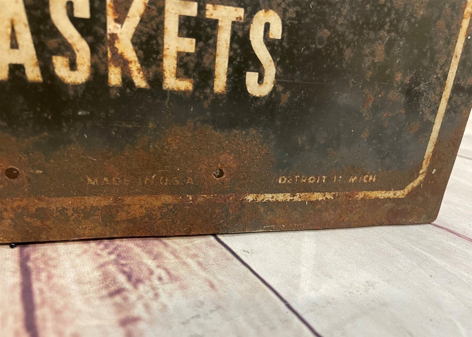 Antique McCord Treated Paper Gaskets Metal Tin Storage Box Drawer